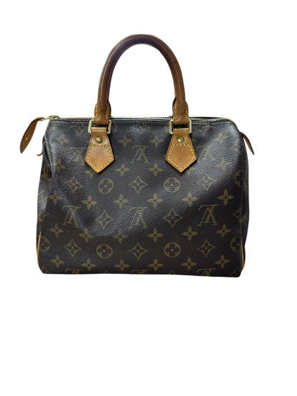 LOUIS VUITTON Monogram Speedy Handbag Brown Gold Hardware LO2122