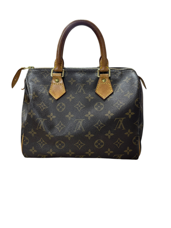 LOUIS VUITTON Monogram Speedy Handbag Brown Gold Hardware LO2122