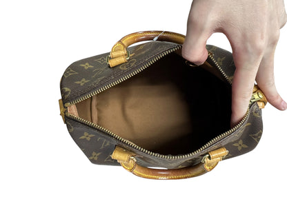 LOUIS VUITTON Monogram Speedy Handbag Brown Gold Hardware LO2122