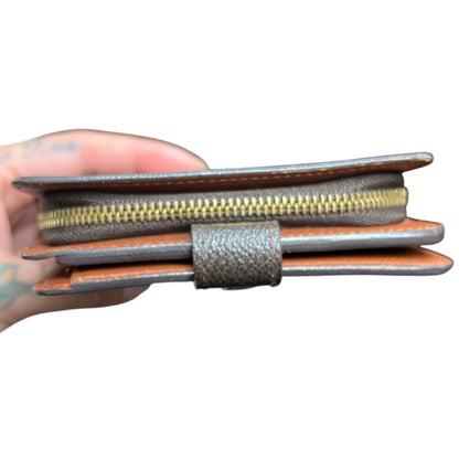 LOUIS VUITTON Monogram Compact Zip Wallet Brown Gold Hardware LO2202