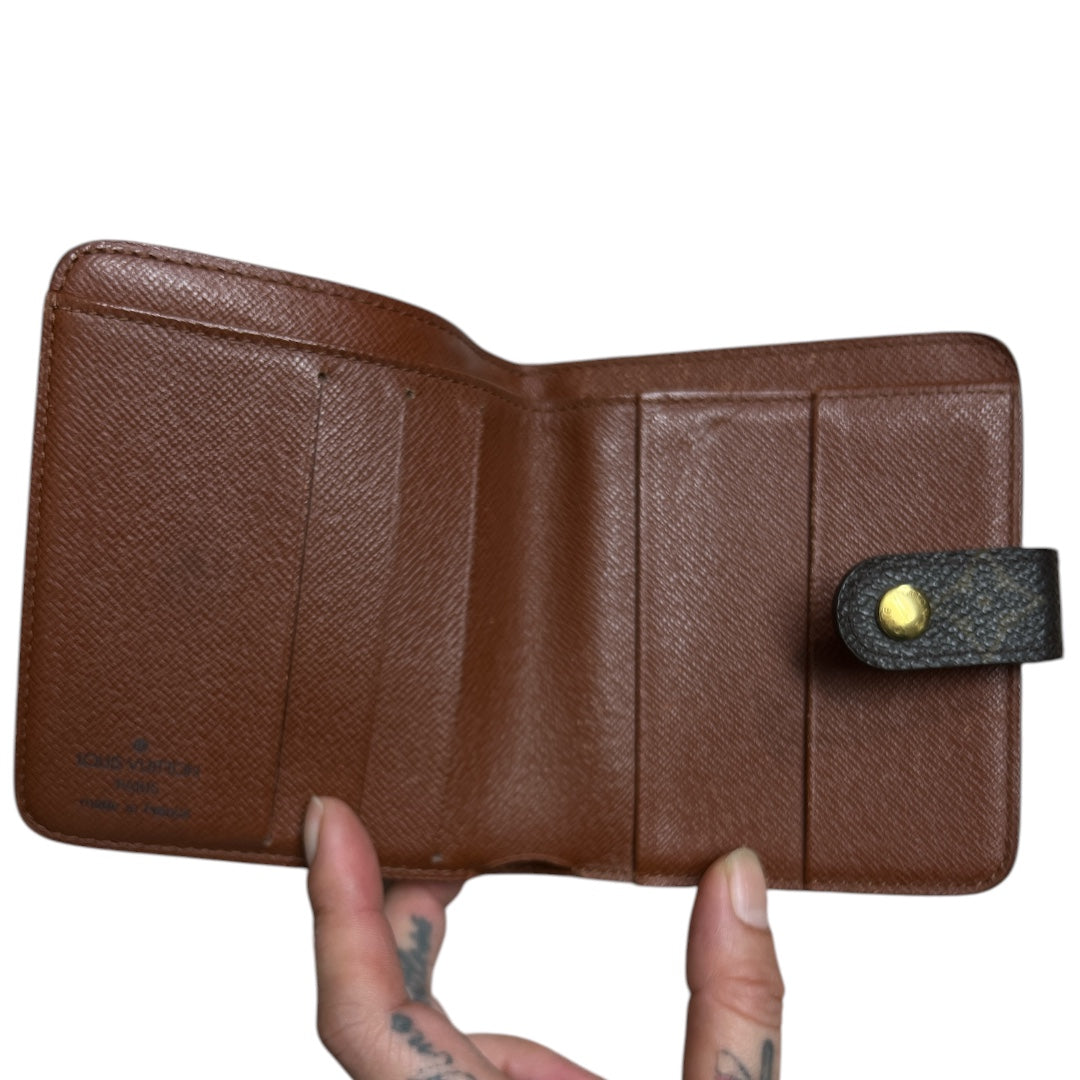 LOUIS VUITTON Monogram Compact Zip Wallet Brown Gold Hardware LO2202