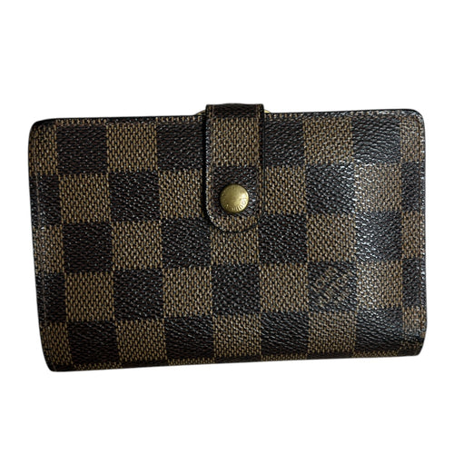 LOUIS VUITTON Damier Ebene Compact Wallet Brown Gold Hardware LO2206