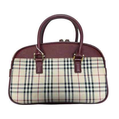 BURBERRY Nova Check Handbag Beige/Bordeaux Gold Hardware BU1220