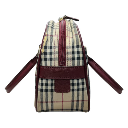 BURBERRY Nova Check Handbag Beige/Bordeaux Gold Hardware BU1220