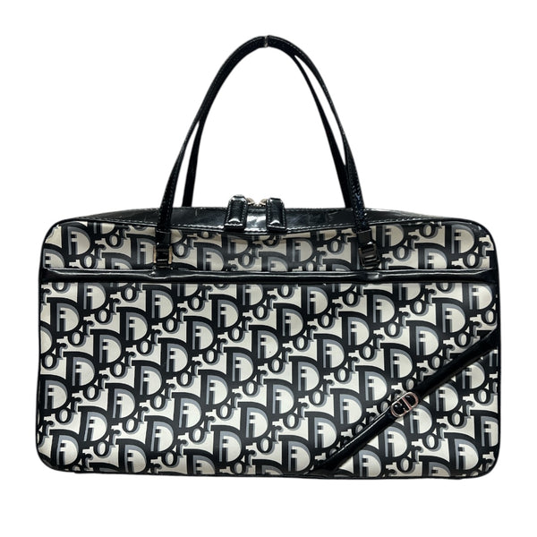 CHRISTIAN DIOR Trotter Boston Bag Black/White Silver Hardware Ch2103