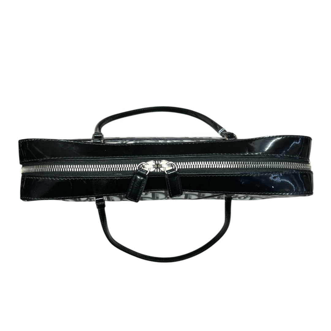 CHRISTIAN DIOR Trotter Boston Bag Black/White Silver Hardware Ch2103