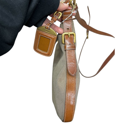 PRADA Canapa Logo Crossbody Bag Beige/Brown Gold Hardware PR178