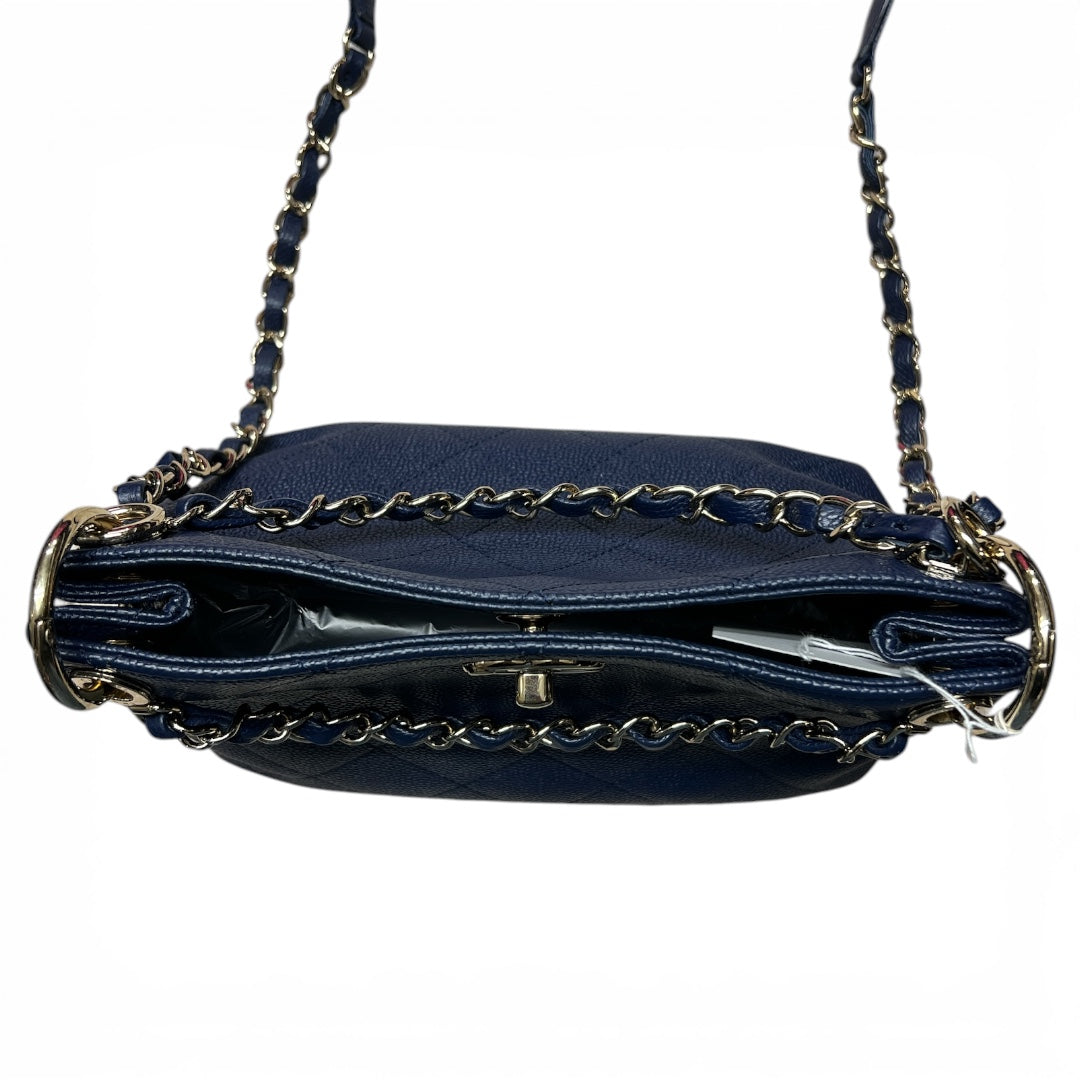 CHANEL Caviar In The Loop Shoulder Bag Navy Gold Hardware CH2113