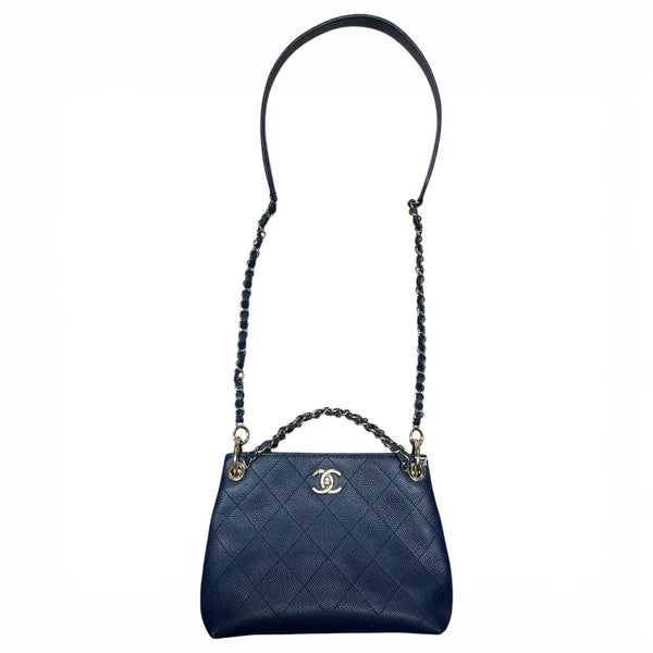 CHANEL Caviar In The Loop Shoulder Bag Navy Gold Hardware CH2113