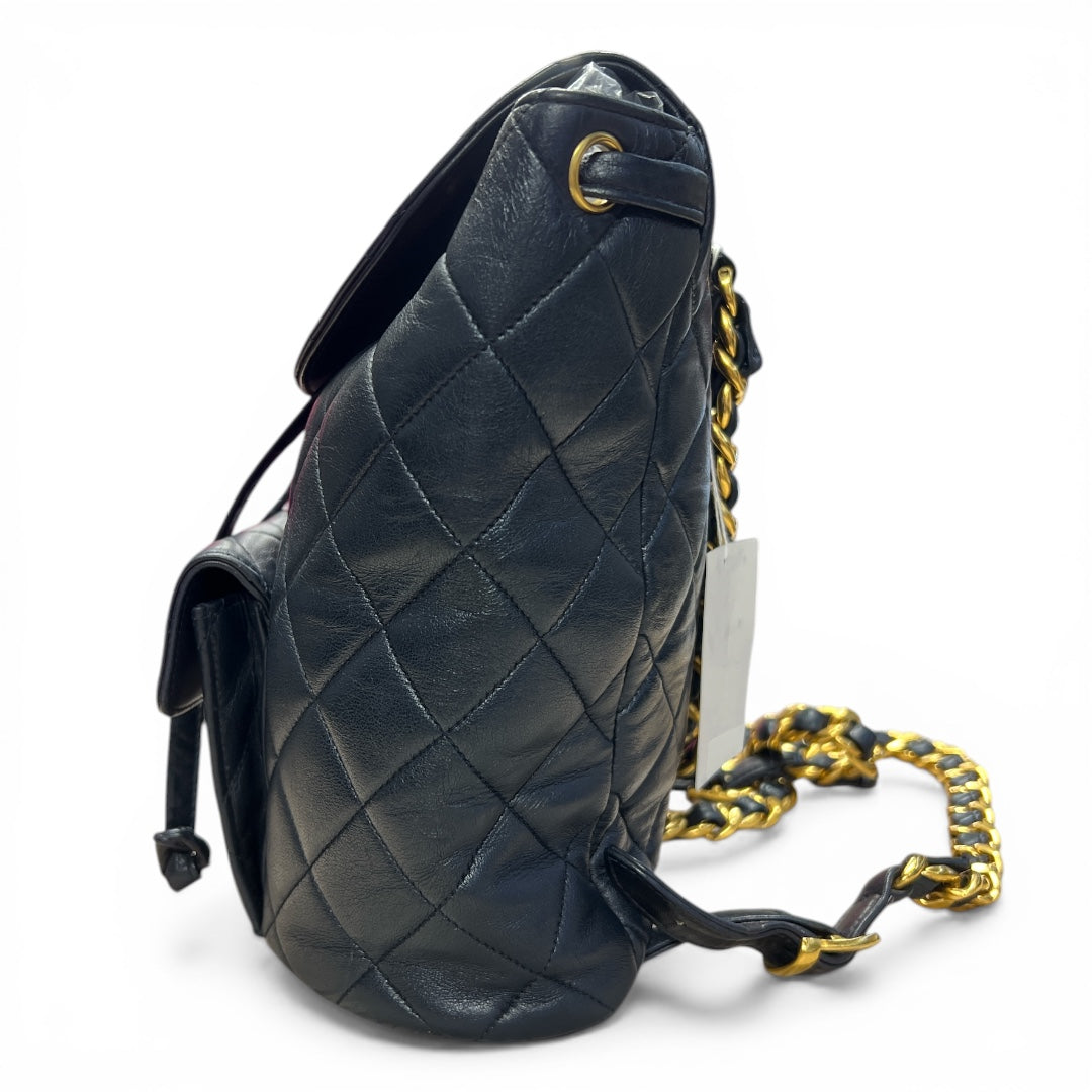 CHANEL Lambskin Quilted Duma Backpack Black Gold Hardware CH2114