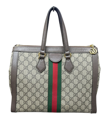 GUCCI GG Supreme Ophidia Tote Bag Beige/Brown Gold Hardware GU568