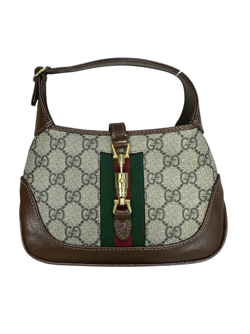 GUCCI GG Supreme Jackie 1961 Mini Hobo Bag Beige/Brown Gold Hardware GU570
