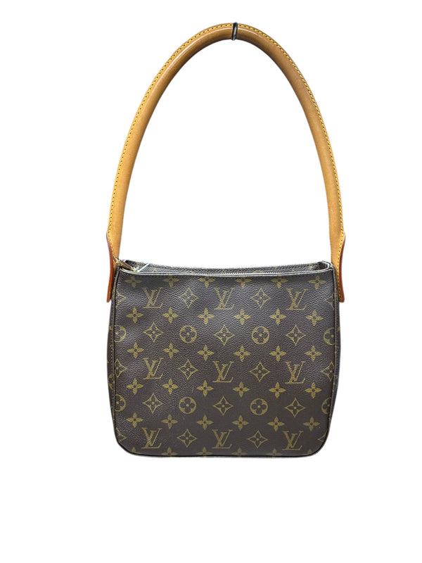 LOUIS VUITTON Monogram Looping MM Shoulder Bag Brown Gold Hardware LO2223