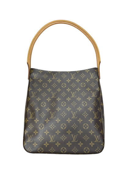 LOUIS VUITTON Monogram Looping GM Shoulder Bag Brown Gold Hardware LO2230