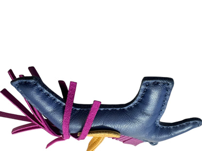 HERMES Leather Rodeo PM Bag Charm Navy/Yellow/Purple HE445