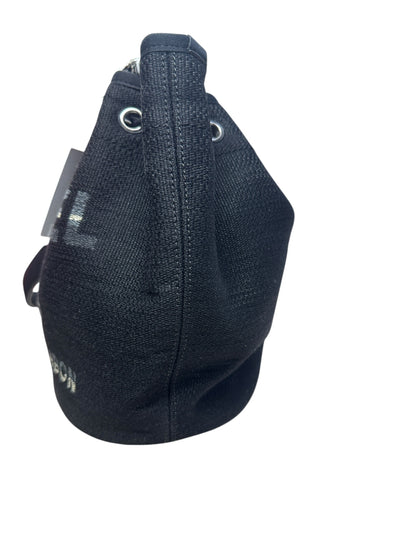 CHANEL Deauville Drawstring Bucket Bag Black Silver Hardware CH2123