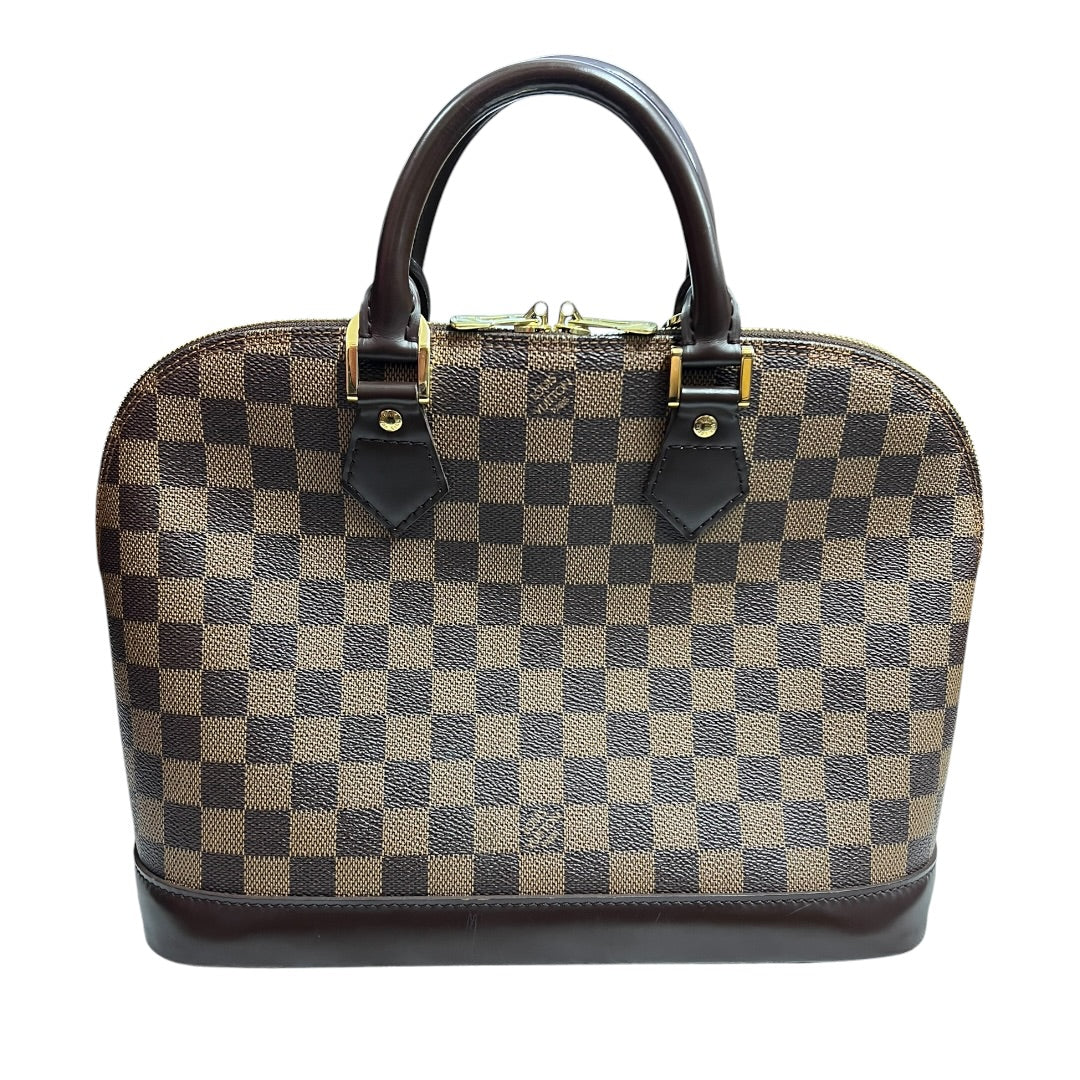 LOUIS VUITTON Damier Ebene Alma PM Handbag Brown Gold Hardware LO2264