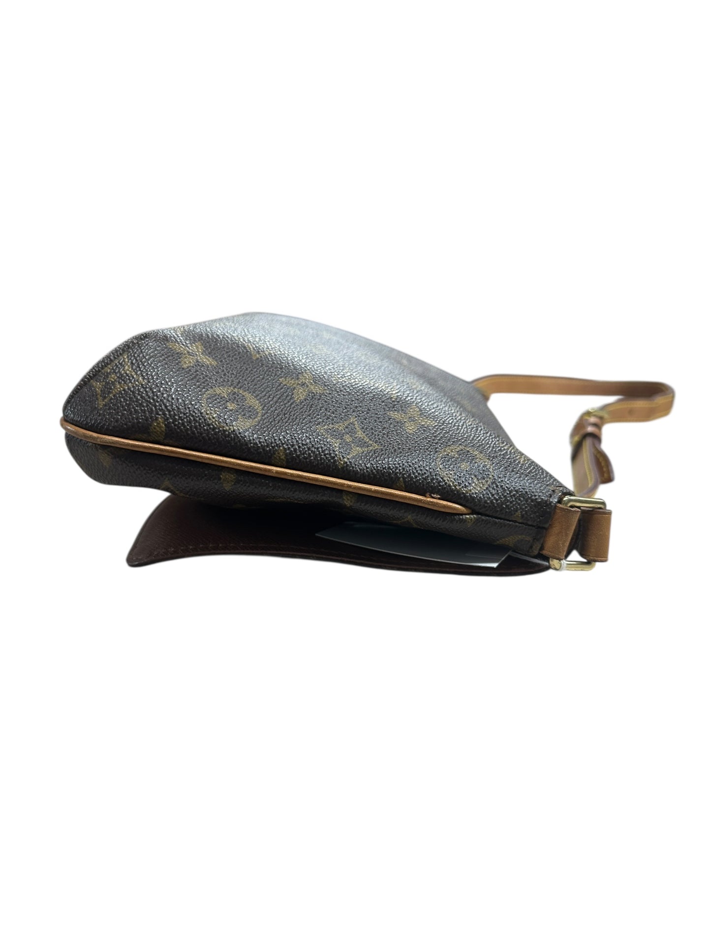 LOUIS VUITTON Monogram Musette Tango Shoulder Bag Brown Gold Hardware LO2266