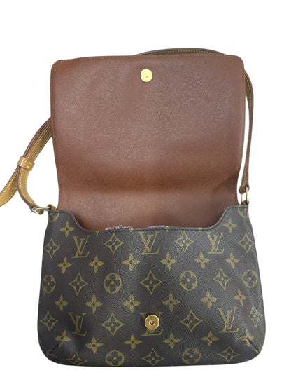 LOUIS VUITTON Monogram Musette Tango Shoulder Bag Brown Gold Hardware LO2267