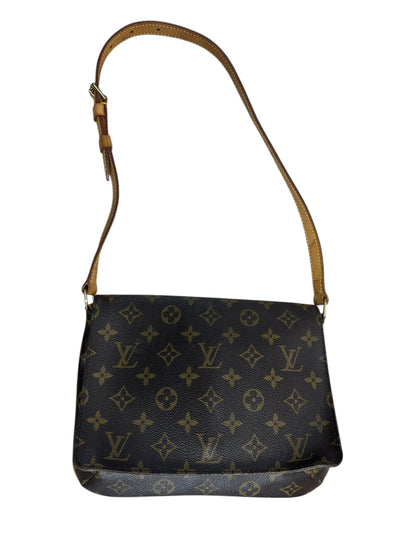 LOUIS VUITTON Monogram Musette Tango Shoulder Bag Brown Gold Hardware LO2267