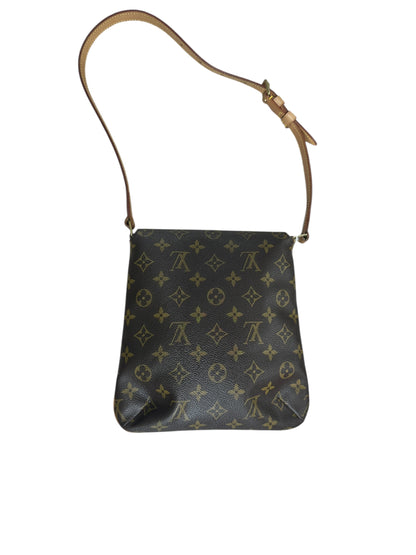 LOUIS VUITTON Monogram Musette Tango Shoulder Bag Brown Gold Hardware LO2278