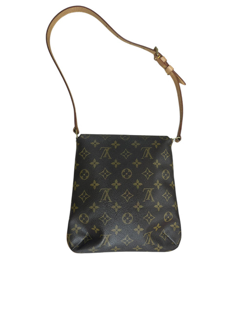 LOUIS VUITTON Monogram Musette Tango Shoulder Bag Brown Gold Hardware LO2278