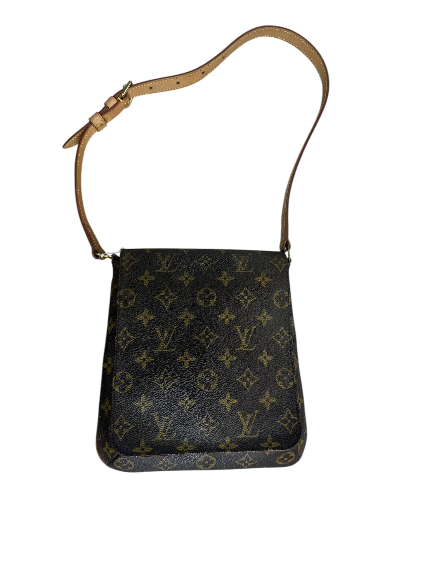 LOUIS VUITTON Monogram Musette Tango Shoulder Bag Brown Gold Hardware LO2278