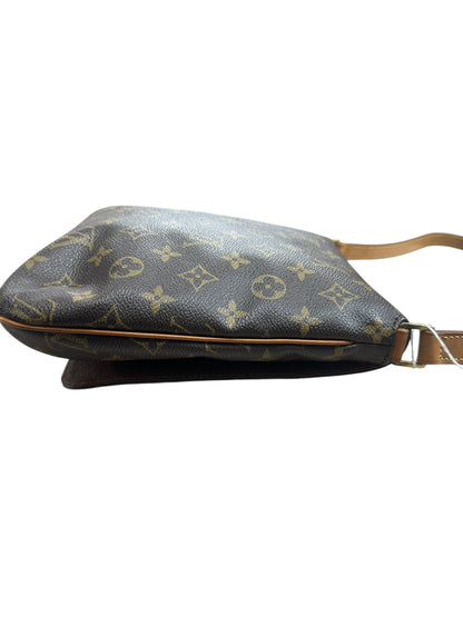 LOUIS VUITTON Monogram Musette Tango Shoulder Bag Brown Gold Hardware LO2278