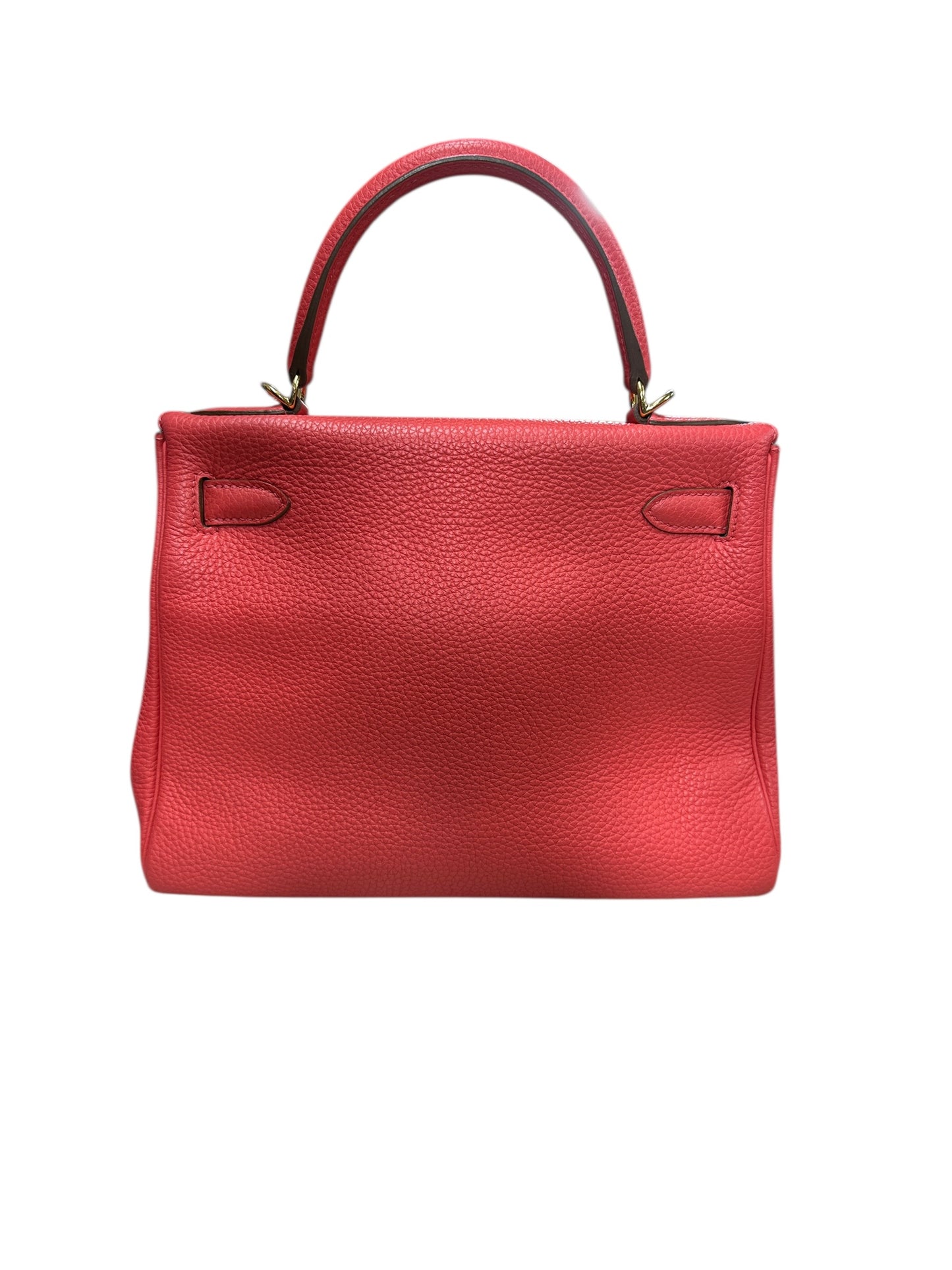 HERMES Togo Leather Kelly Handbag Red Gold Hardware HE427