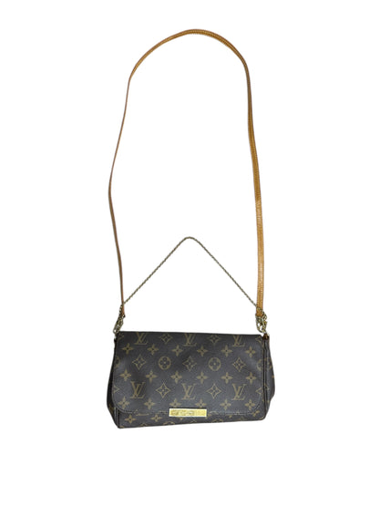LOUIS VUITTON Monogram Favorite MM Crossbody Bag Brown Gold Hardware LO2244
