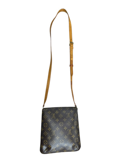 LOUIS VUITTON Monogram Musette Tango Shoulder Bag Brown Gold Hardware LO2257