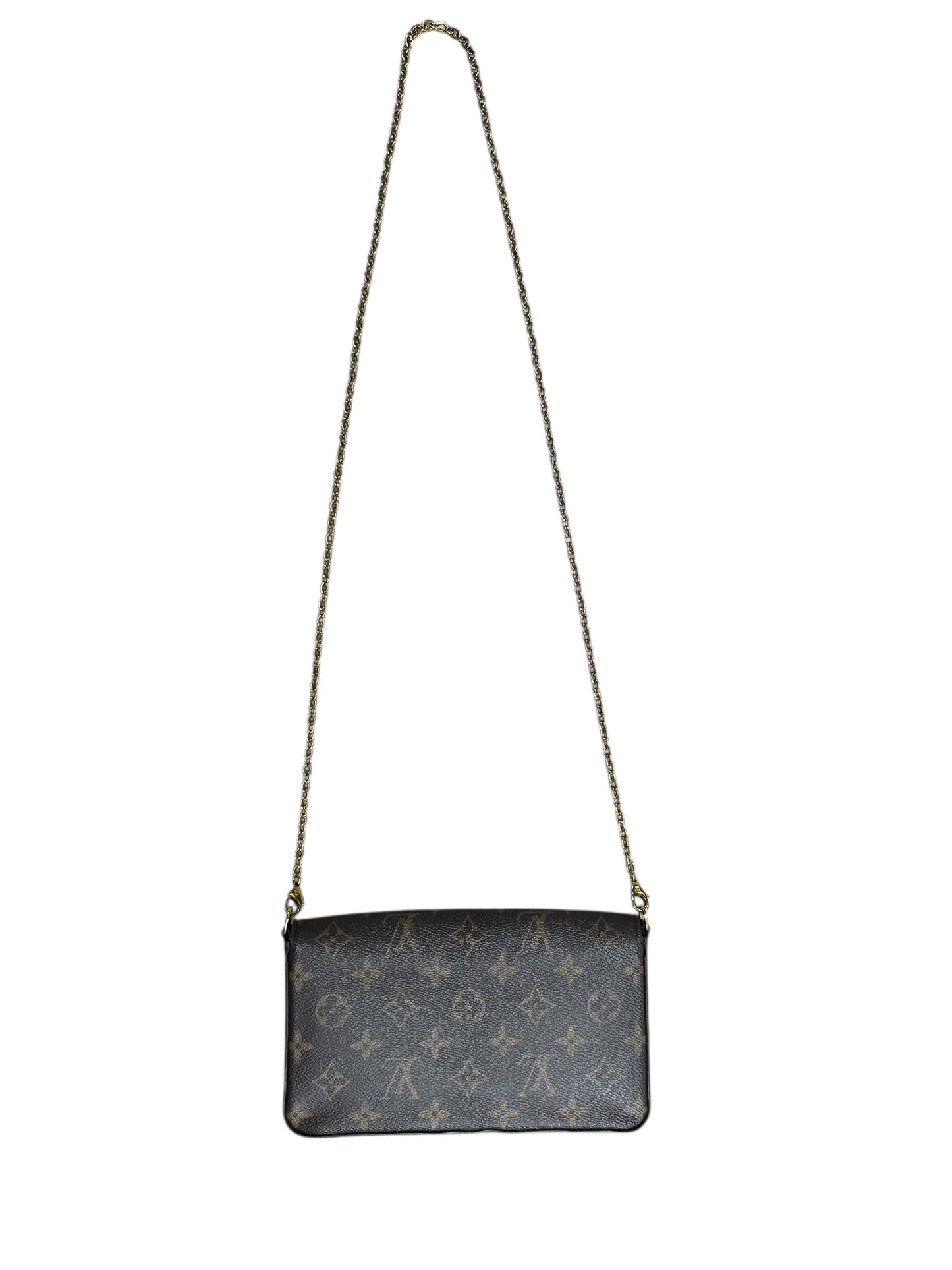 LOUIS VUITTON Monogram Felicie Pochette Crossbody Bag Brown Gold Hardware LO2284