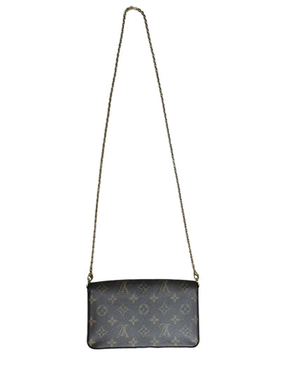 LOUIS VUITTON Monogram Felicie Pochette Crossbody Bag Brown Gold Hardware LO2284