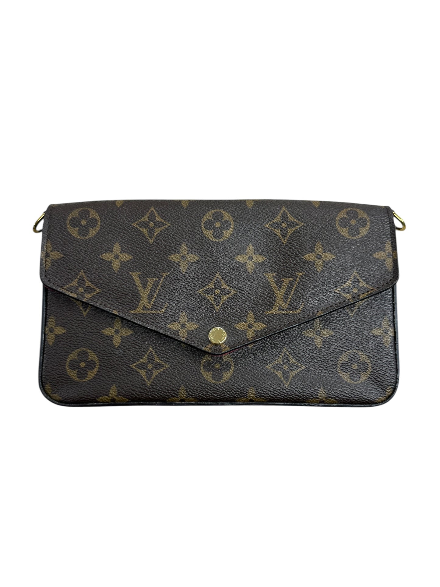 LOUIS VUITTON Monogram Felicie Pochette Crossbody Bag Brown Gold Hardware LO2284