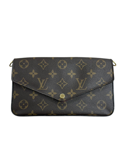 LOUIS VUITTON Monogram Felicie Pochette Crossbody Bag Brown Gold Hardware LO2284