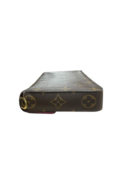 LOUIS VUITTON Monogram Felicie Pochette Crossbody Bag Brown Gold Hardware LO2284