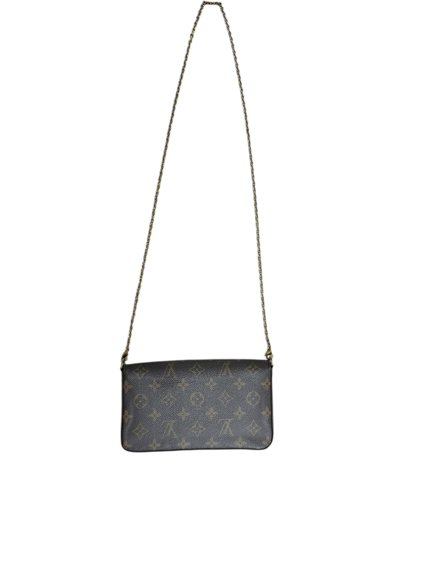 LOUIS VUITTON Monogram Felicie Pochette Crossbody Bag Brown/Fuchsia Gold Hardware LO2296