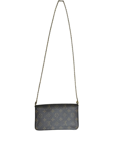 LOUIS VUITTON Monogram Felicie Pochette Crossbody Bag Brown/Fuchsia Gold Hardware LO2296