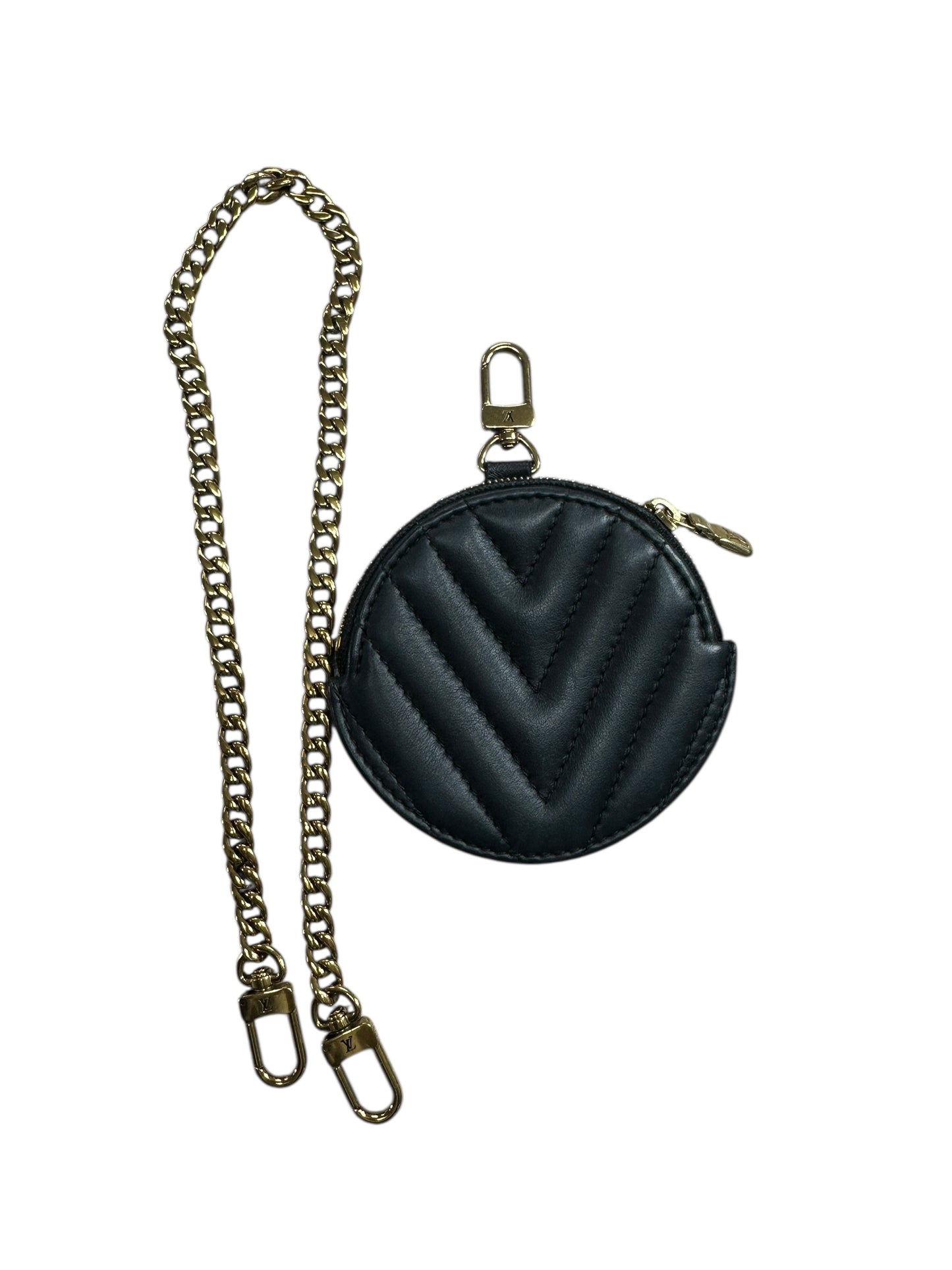 LOUIS VUITTON Quilted Leather New Wave Crossbody Bag Black Gold Hardware LO2293