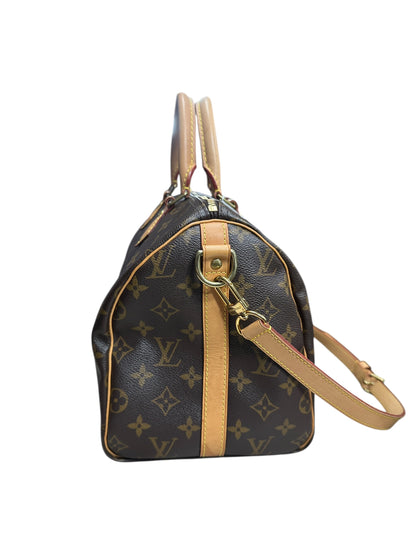 LOUIS VUITTON Monogram Speedy Bandouliere 30 Handbag Brown Gold Hardware LO2256