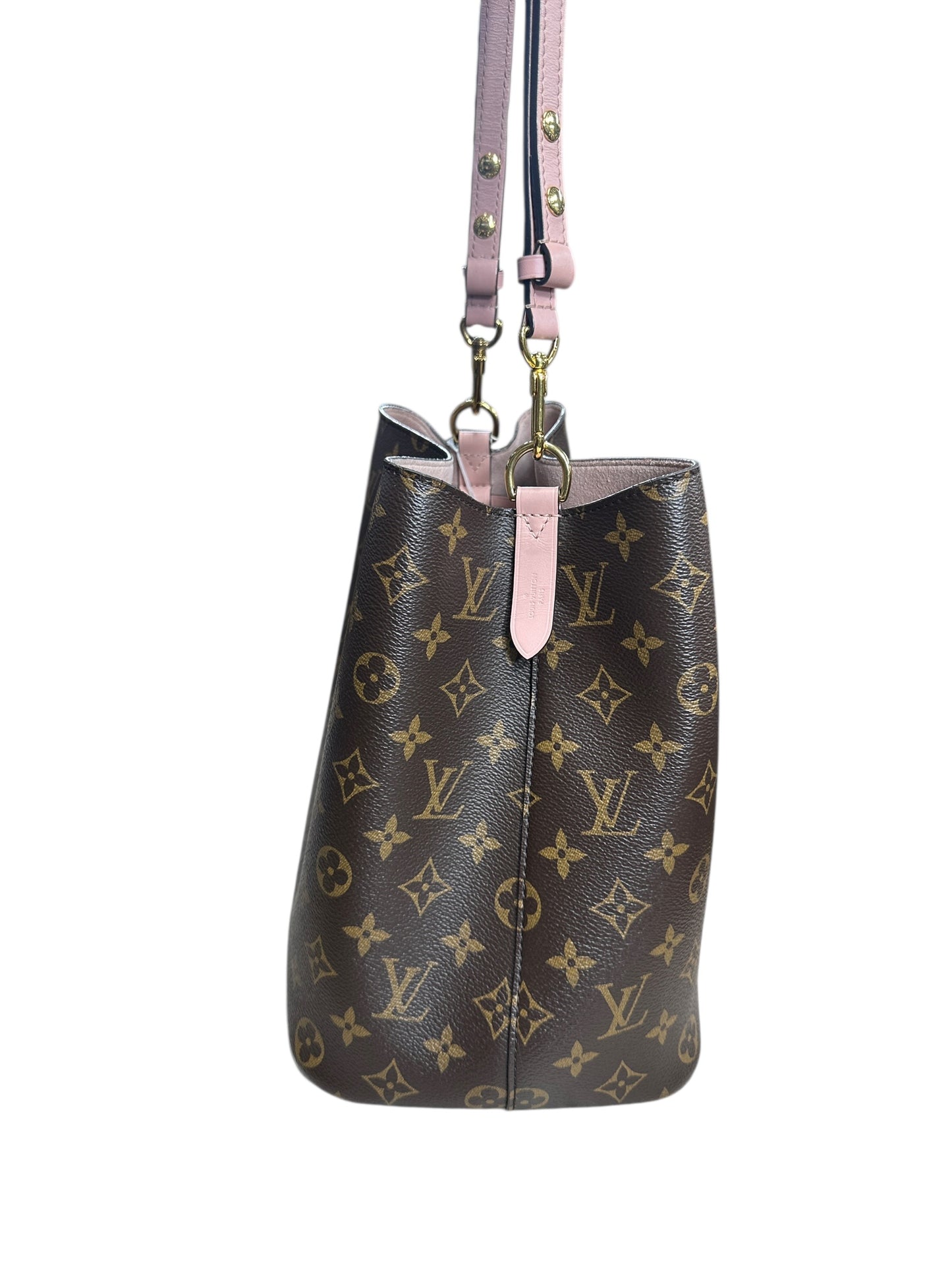 LOUIS VUITTON Monogram NeoNoe BB Shoulder Bag Brown/Pink Gold Hardware LO2252