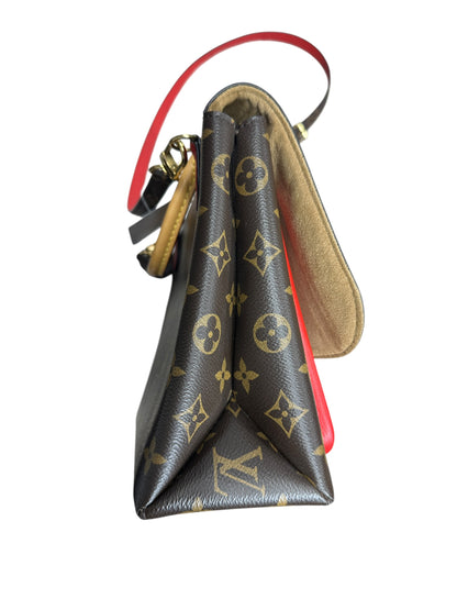 LOUIS VUITTON Monogram Marignan Shoulder Bag Brown/Red Gold Hardware LO2247