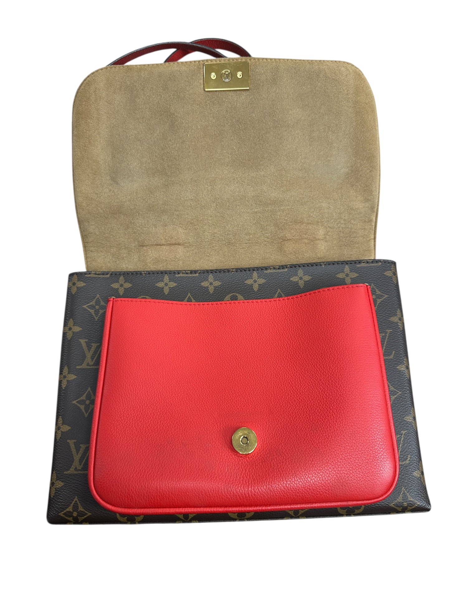LOUIS VUITTON Monogram Marignan Shoulder Bag Brown/Red Gold Hardware LO2247