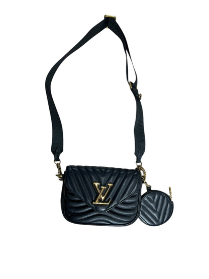 LOUIS VUITTON Quilted Leather New Wave Multi-Pochette Crossbody Bag Black Gold Hardware LO2246