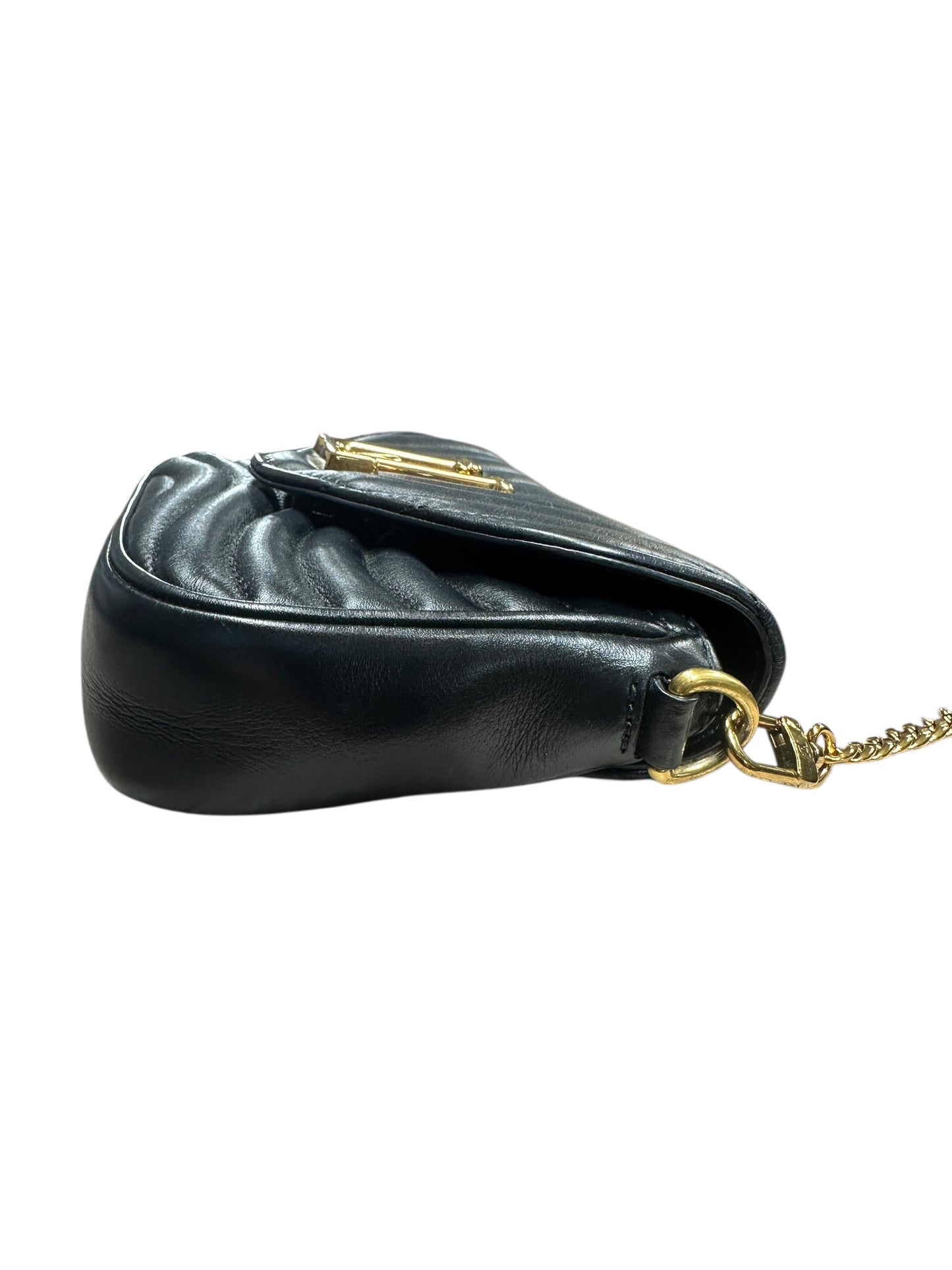 LOUIS VUITTON Quilted Leather New Wave Multi-Pochette Crossbody Bag Black Gold Hardware LO2246