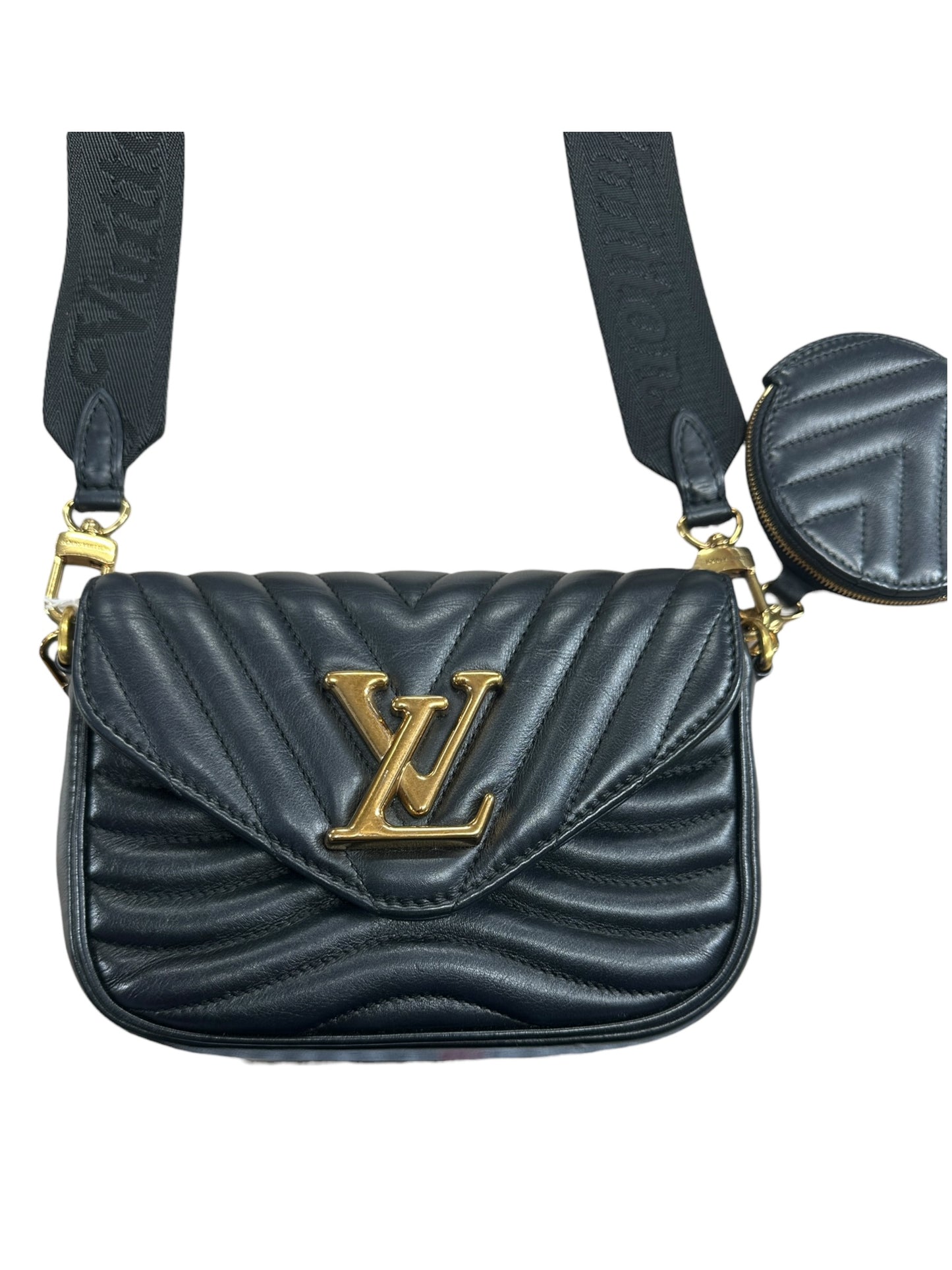 LOUIS VUITTON Quilted Leather New Wave Multi-Pochette Crossbody Bag Black Gold Hardware LO2246