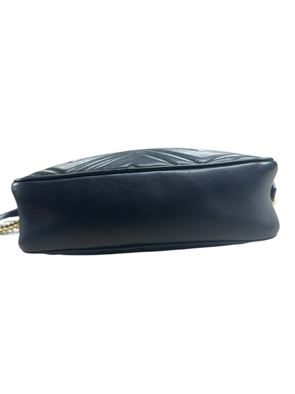 GUCCI Matelassé Leather GG Marmont Crossbody Bag Black Gold Hardware GU574