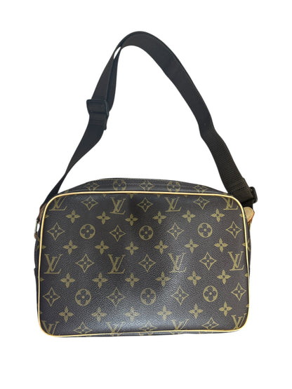 LOUIS VUITTON Monogram Reporter PM Crossbody Bag Brown Gold Hardware LO2249