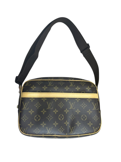 LOUIS VUITTON Monogram Reporter PM Crossbody Bag Brown Gold Hardware LO2249