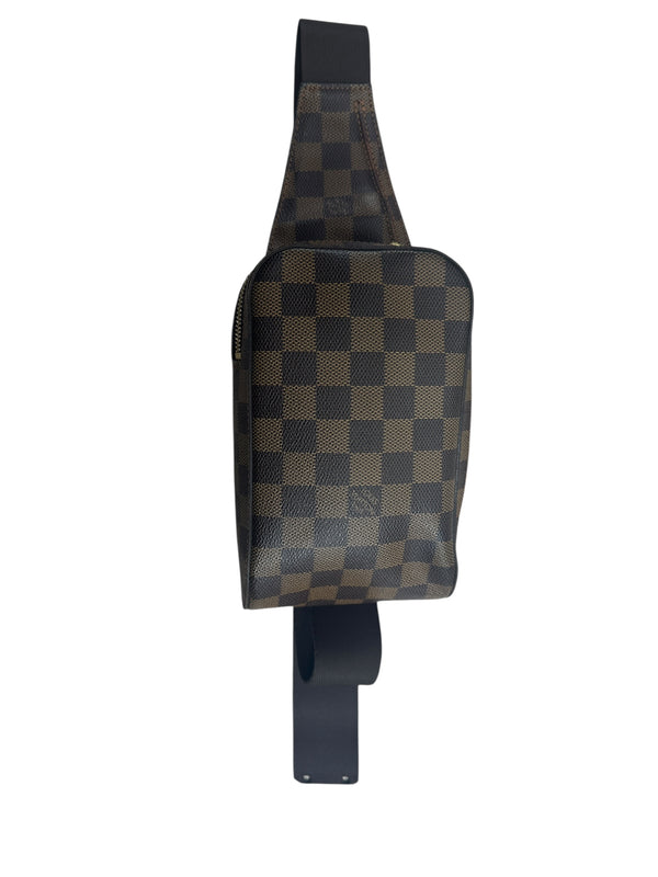 LOUIS VUITTON Damier Ebene Bumbag Belt Bag Brown Gold Hardware LO2253
